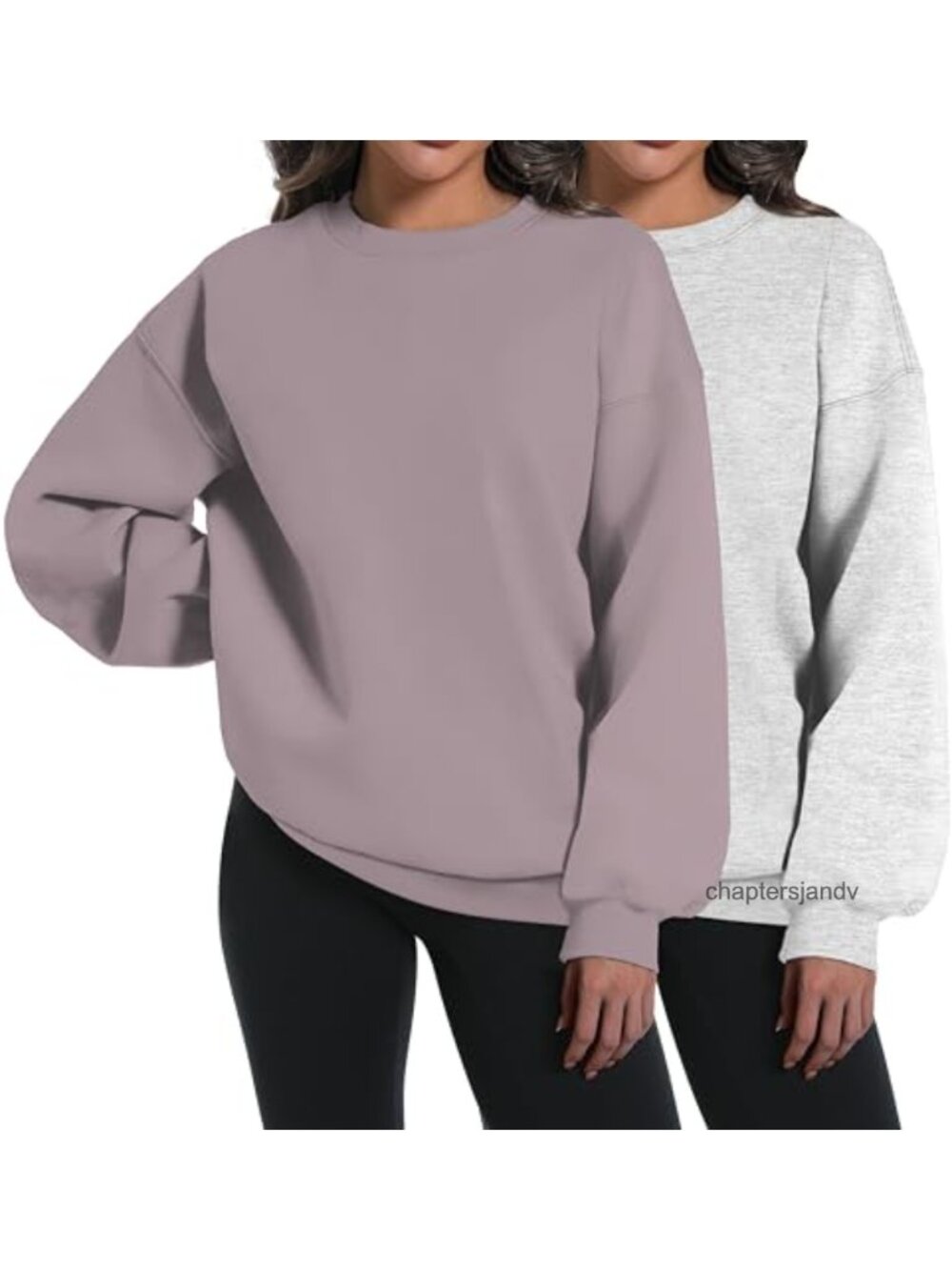 Oversized Crewneck Sweatshirt 2 Pack Women Long Sleeve Pullover Sweatshirts